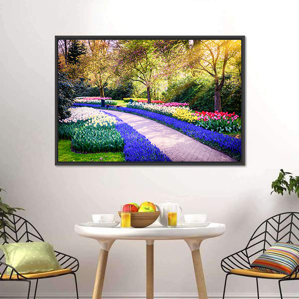 Colorful Flowers Keukenhof Garden Netherlands Canvas Wall Art-5 Horizontal-Gallery Wrap-22" x 12"-Tiaracle