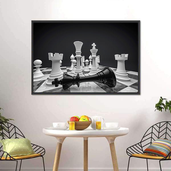 Chess White Wins Canvas Wall Art-5 Horizontal-Gallery Wrap-22" x 12"-Tiaracle