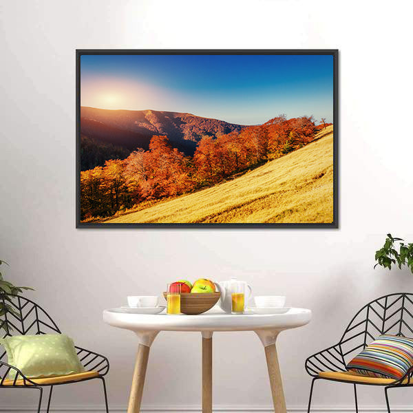 Forest Road In Autumn Canvas Wall Art-5 Horizontal-Gallery Wrap-22" x 12"-Tiaracle