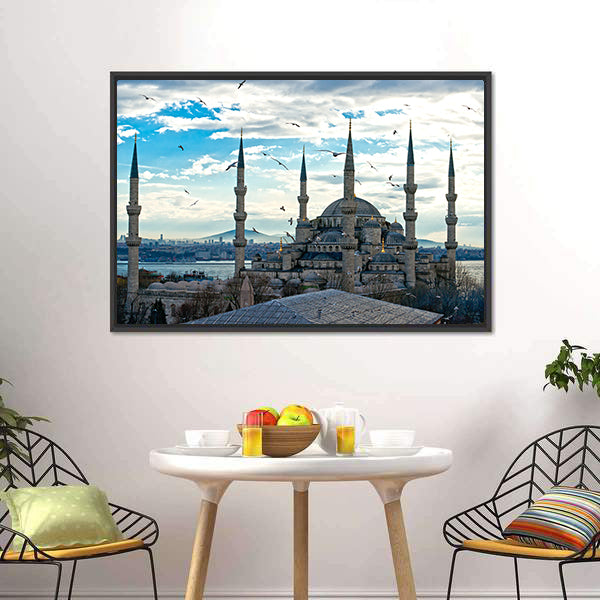 Blue Mosque Istanbul Canvas Wall Art-5 Horizontal-Gallery Wrap-22" x 12"-Tiaracle