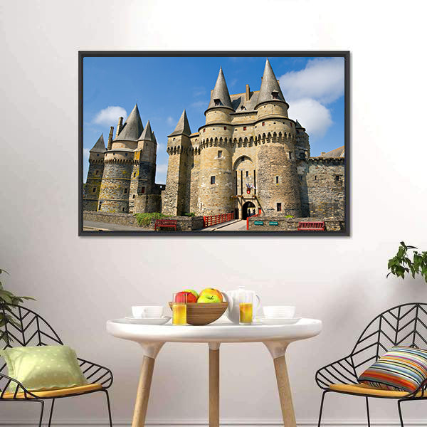 Castle of Vitr In Brittany France Canvas Wall Art-3 Horizontal-Gallery Wrap-25" x 16"-Tiaracle