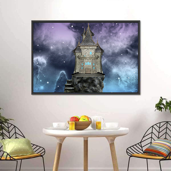 Fairy Tale Castle on a Rocky Island Canvas Wall Art