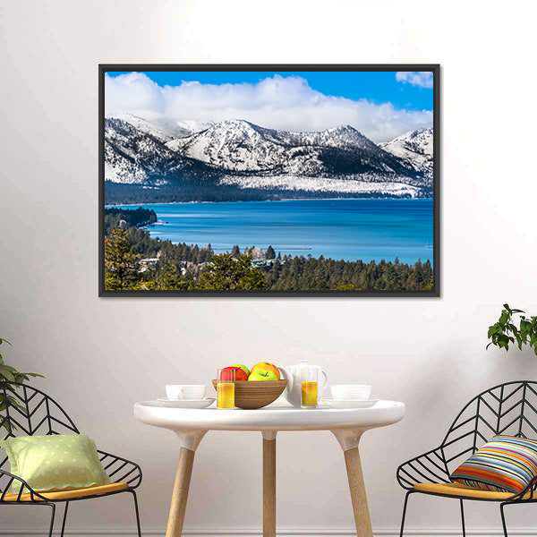 Lake Tahoe With Sierra Mountains Canvas Wall Art