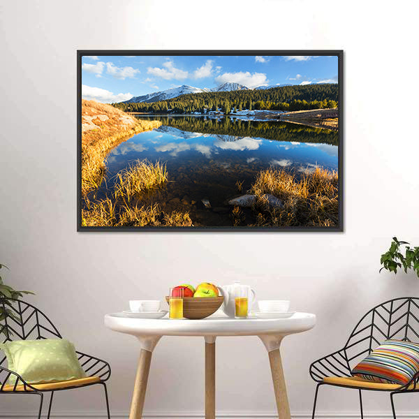 Colorado Rocky Mountain Lake Reflection Canvas Wall Art