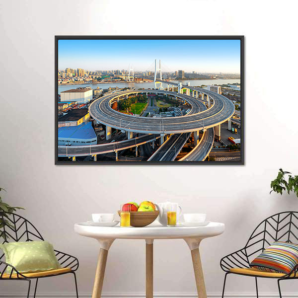Nanpu Bridge Aerial Interchange View Canvas Wall Art