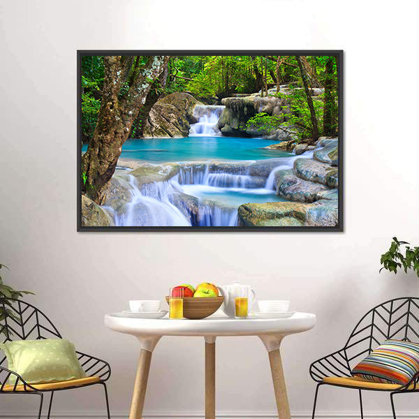 Erawan Waterfall in Kanchanaburi Canvas Wall Art