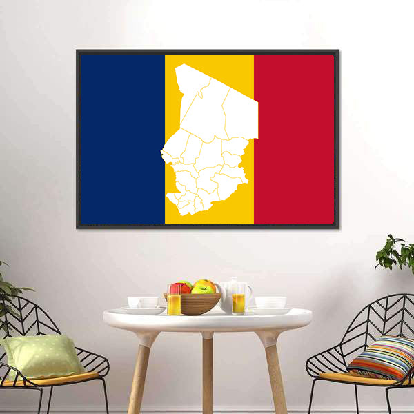 Map In Chad Flag Canvas Wall Art-5 Horizontal-Gallery Wrap-22" x 12"-Tiaracle