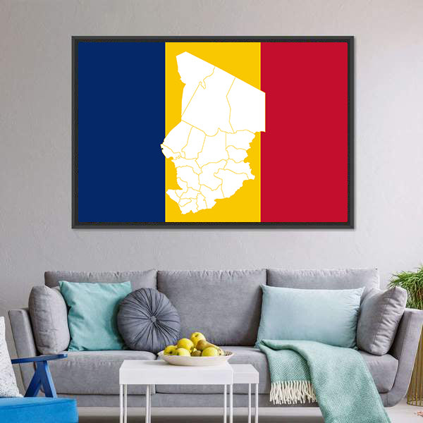 Map In Chad Flag Canvas Wall Art-5 Horizontal-Gallery Wrap-22" x 12"-Tiaracle