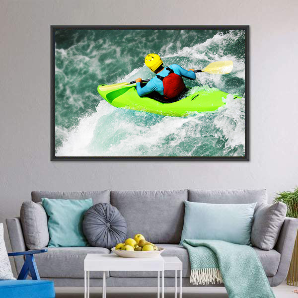 Kayaking in Extreme Fall Canvas Wall Art-5 Horizontal-Gallery Wrap-22" x 12"-Tiaracle