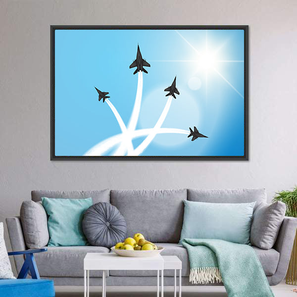 Fighter Jets Performing Acrobatics Canvas Wall Art
