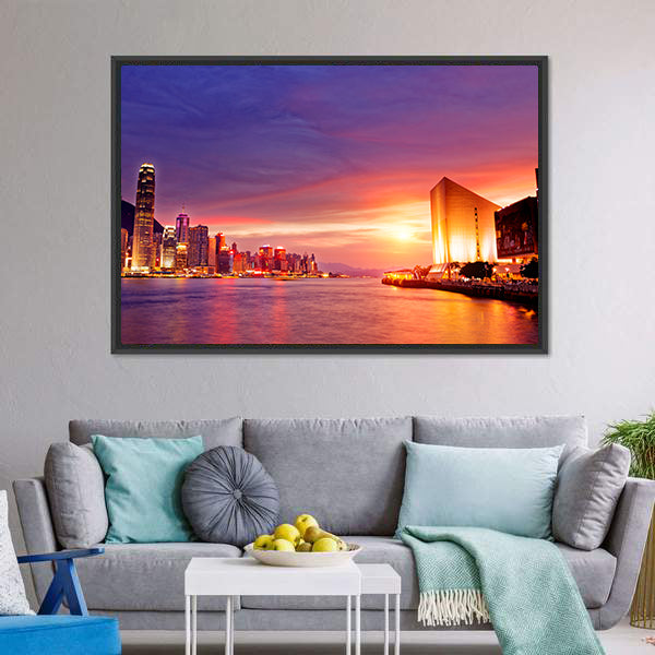 Hong Kong Cityscape at Sunset Canvas Wall Art