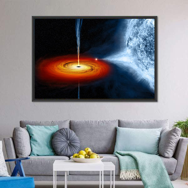 Black Hole Sucking Big White Dwarf Canvas Wall Art Tiaracle