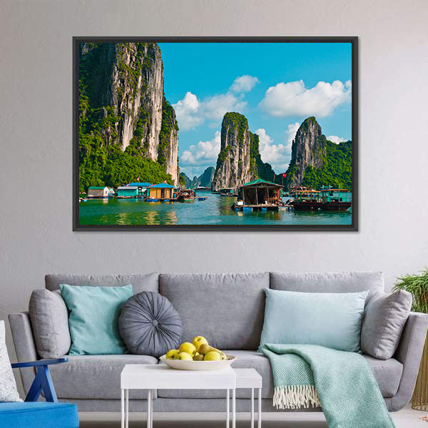 Floating Fishing Village Canvas Wall Art