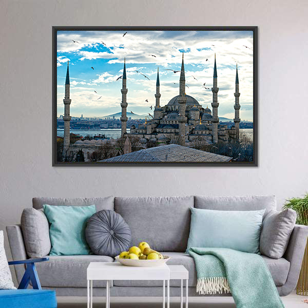Blue Mosque Istanbul Canvas Wall Art-5 Horizontal-Gallery Wrap-22" x 12"-Tiaracle
