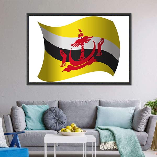 Brunei Flag Canvas Wall Art-5 Horizontal-Gallery Wrap-22" x 12"-Tiaracle