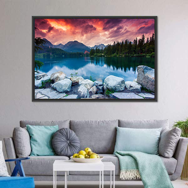 Mountain Lake In National Park High Tatra Canvas Wall Art-5 Horizontal-Gallery Wrap-22" x 12"-Tiaracle