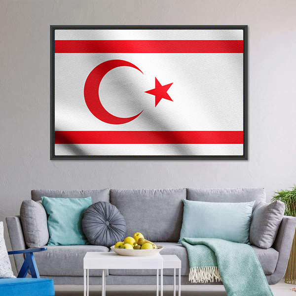 Northern Cyprus Flag Canvas Wall Art-5 Horizontal-Gallery Wrap-22" x 12"-Tiaracle