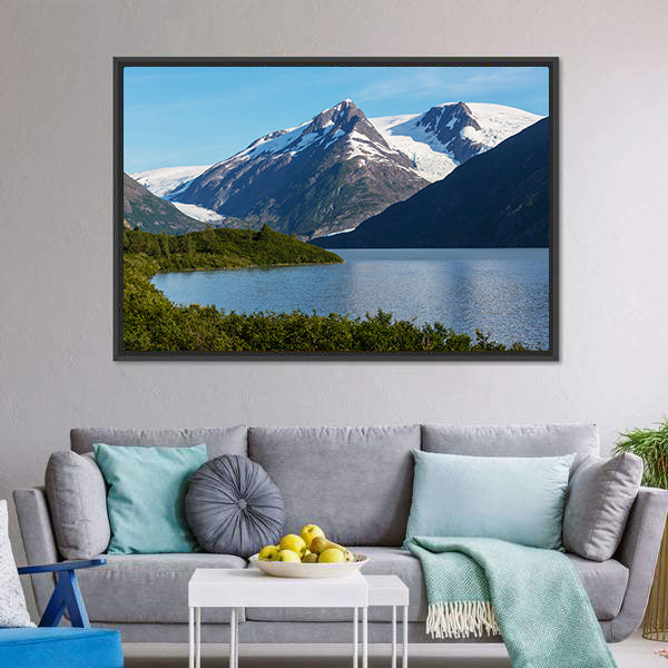Lake Near Alaska Mountains Canvas Wall Art-3 Horizontal-Gallery Wrap-25" x 16"-Tiaracle
