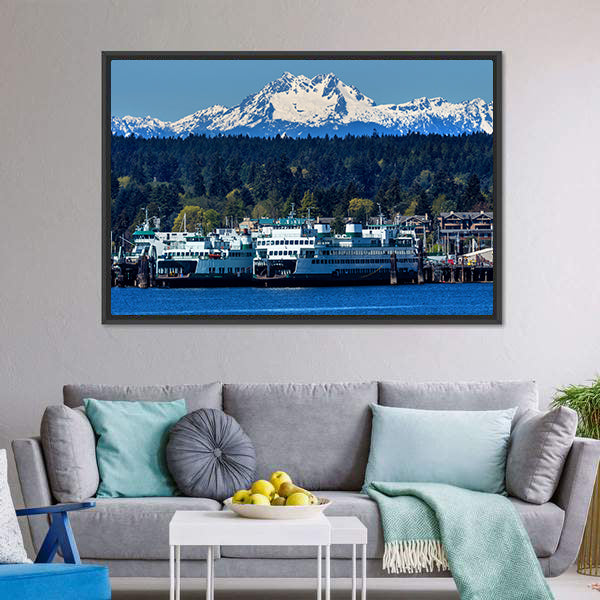 Snow-capped Mount Olympus with Lake Canvas Wall Art