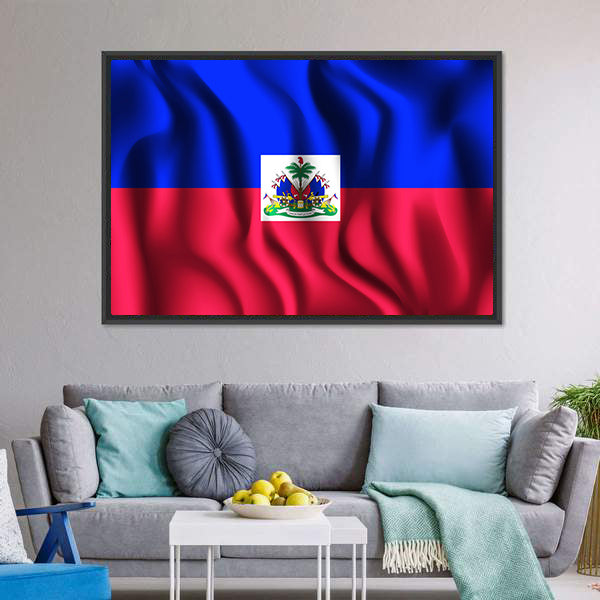 Flag Of Haiti Canvas Wall Art-5 Horizontal-Gallery Wrap-22" x 12"-Tiaracle