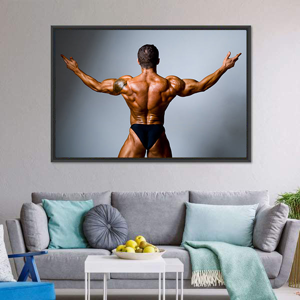 Bodybuilder Showing His Biceps Canvas Wall Art-5 Horizontal-Gallery Wrap-22" x 12"-Tiaracle