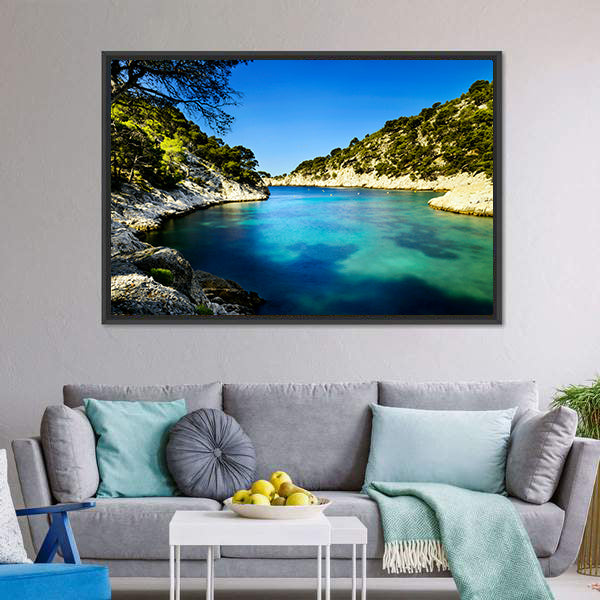 Calanques Of Port Pin In Cassis In France Canvas Wall Art-5 Horizontal-Gallery Wrap-22" x 12"-Tiaracle
