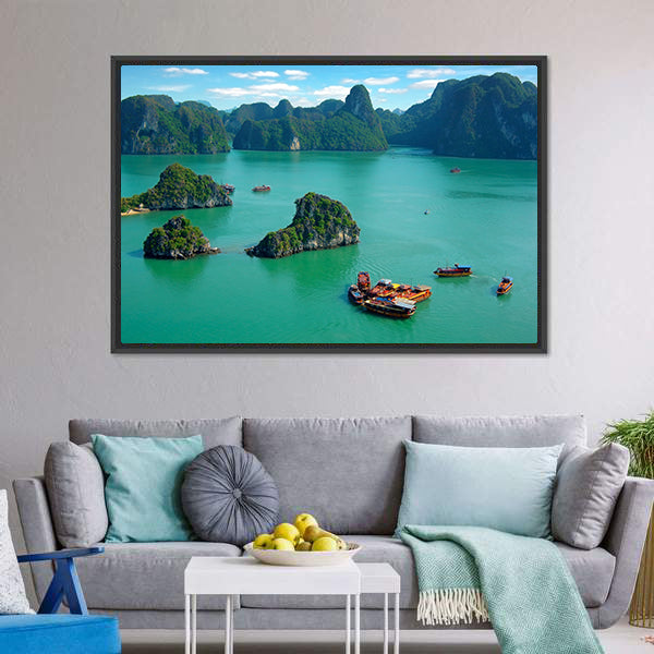 Ha Long Bay Vietnam Canvas Wall Art-5 Horizontal-Gallery Wrap-22" x 12"-Tiaracle