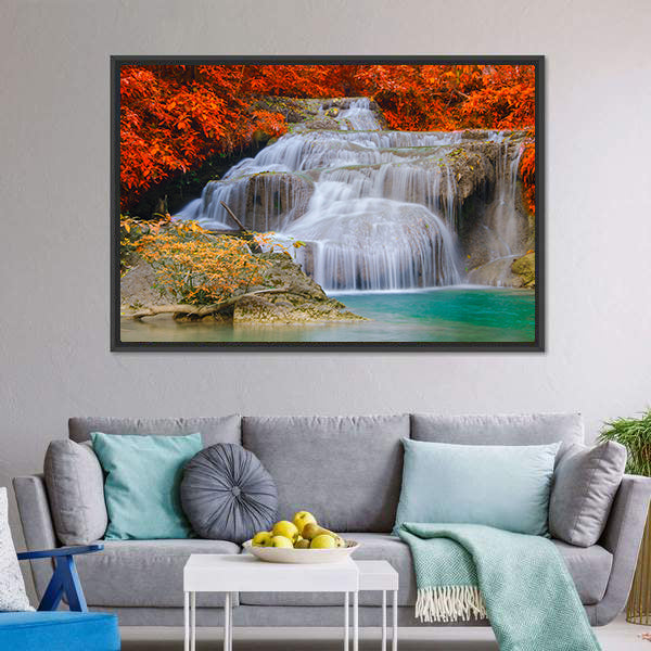 Erwan Waterfall Canvas Wall Art-5 Horizontal-Gallery Wrap-22" x 12"-Tiaracle