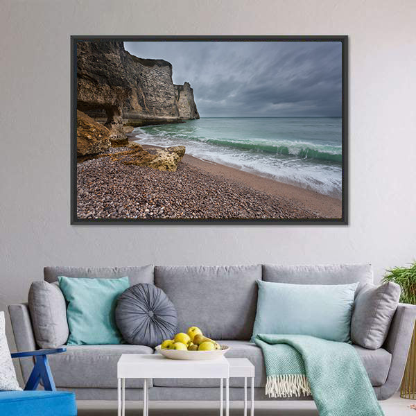 Gloomy Weather on Rocky Coast Canvas Wall Art