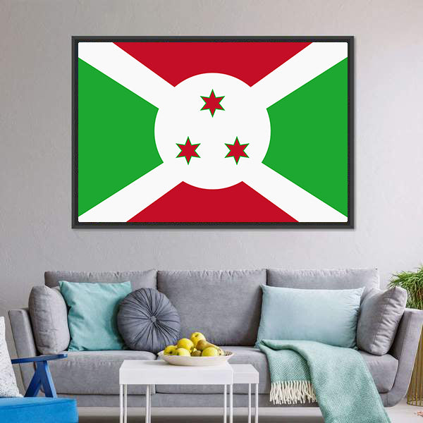 Flag Of Burundi Canvas Wall Art-5 Horizontal-Gallery Wrap-22" x 12"-Tiaracle