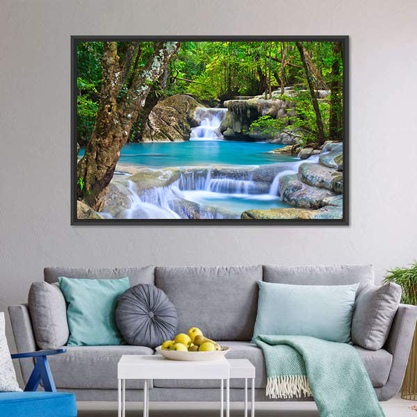 Erawan Waterfall in Kanchanaburi Canvas Wall Art