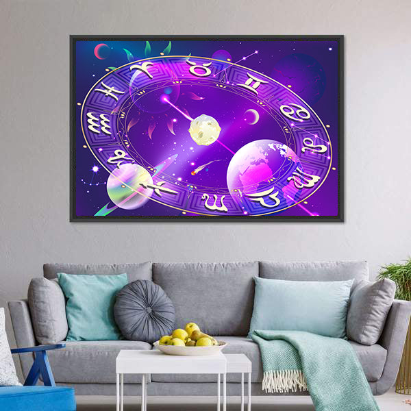 Horoscope Circle Canvas Wall Art-5 Horizontal-Gallery Wrap-22" x 12"-Tiaracle