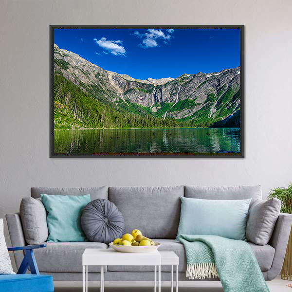 Lake With Forest & Mountains Canvas Wall Art-3 Horizontal-Gallery Wrap-25" x 16"-Tiaracle
