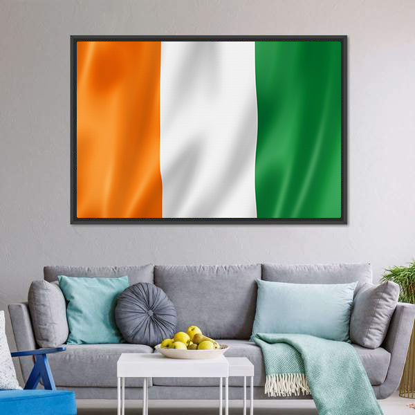 Ivory Coast Flag with Rippling Fabric Canvas Wall Art