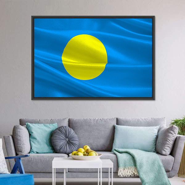 Flag Of Palau Canvas Wall Art-5 Horizontal-Gallery Wrap-22" x 12"-Tiaracle