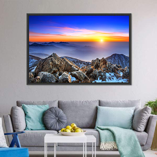Deogyusan Sunrise Over Snow-capped Peaks Canvas Wall Art