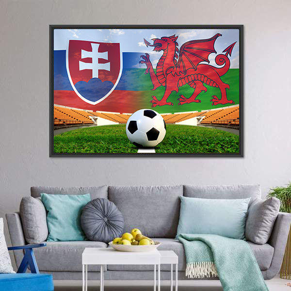 Football Slovakia And Welsh Canvas Wall Art-5 Horizontal-Gallery Wrap-22&quot; x 12&quot;-Tiaracle