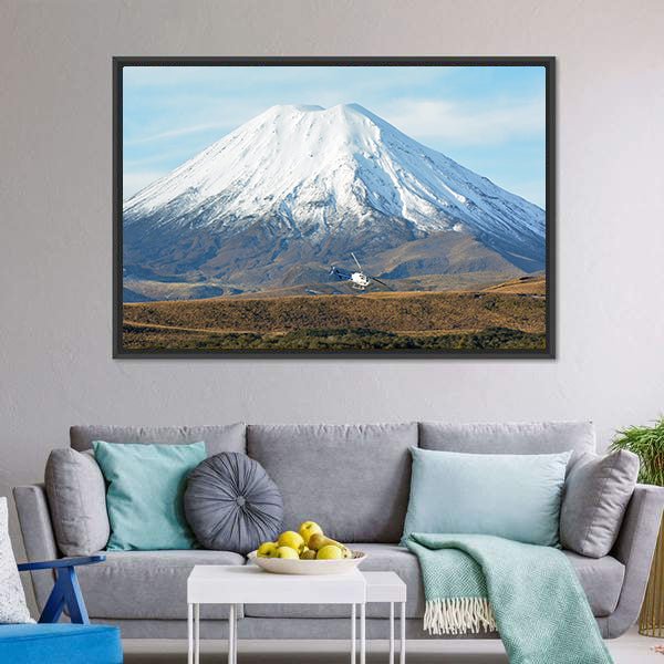 Helicopter Fly Around Mount Ngauruhoe Canvas Wall Art-3 Horizontal-Gallery Wrap-25" x 16"-Tiaracle