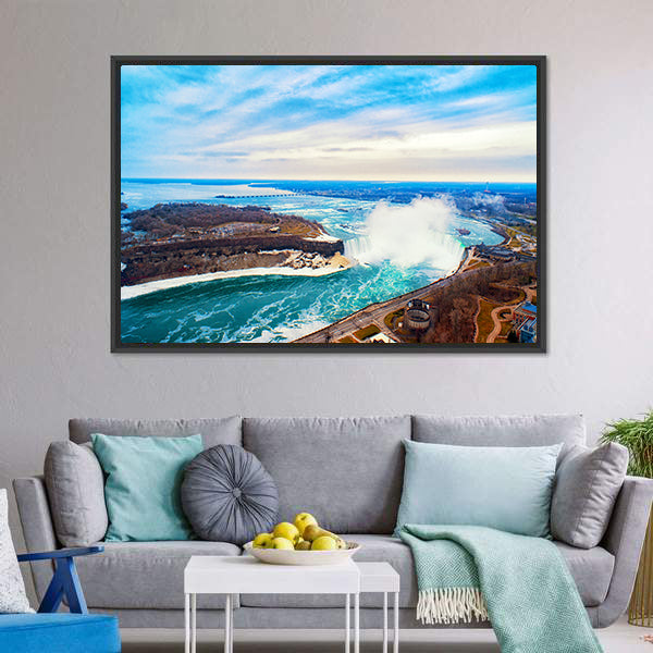 Niagara Falls Between United States Of America Canvas Wall Art-5 Horizontal-Gallery Wrap-22" x 12"-Tiaracle