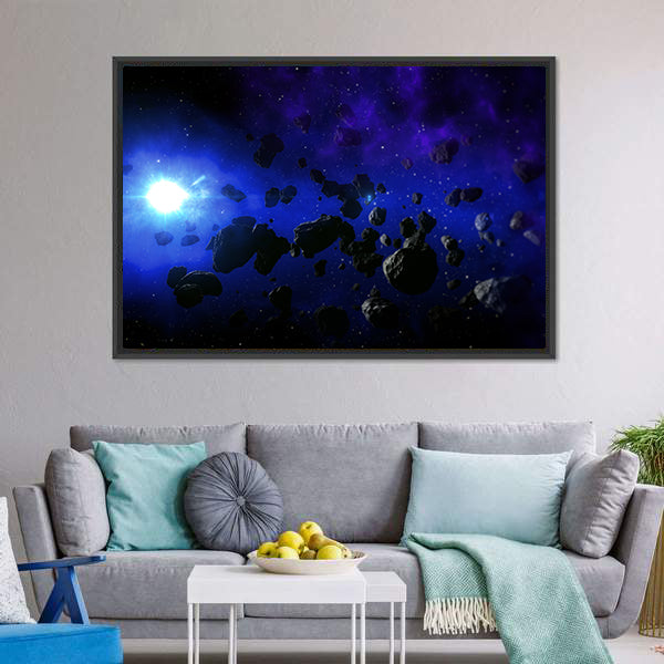Cold Star With The Flying Asteroids Canvas Wall Art-3 Horizontal-Gallery Wrap-25" x 16"-Tiaracle