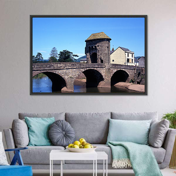 Monnow Bridge &amp; Gatehouse Canvas Wall Art-5 Horizontal-Gallery Wrap-22" x 12"-Tiaracle