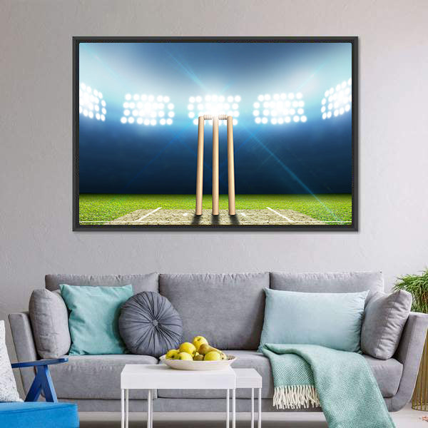 Cricket Stadium With Cricket Pitch Canvas Wall Art-5 Horizontal-Gallery Wrap-22&quot; x 12&quot;-Tiaracle