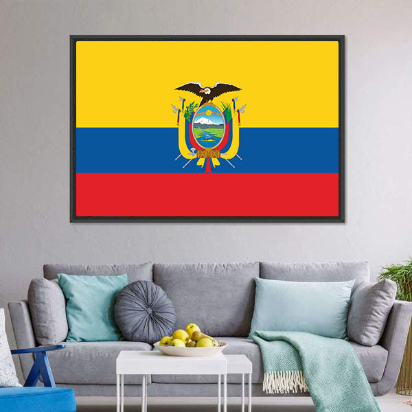 Ecuador Flag Canvas Wall Art-5 Horizontal-Gallery Wrap-22" x 12"-Tiaracle