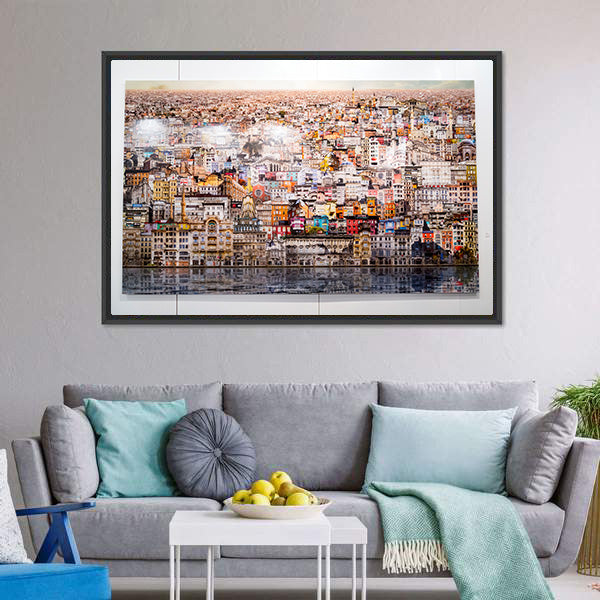 Istanbul Skyline with Water Reflection Canvas Wall Art