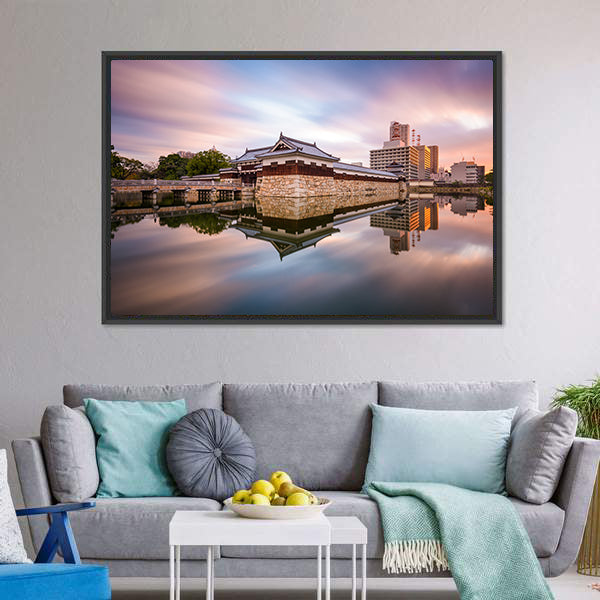 Japan Castle Moat at Sunset Canvas Wall Art