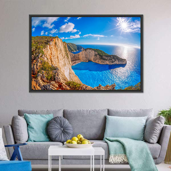 Navagio Beach With Shipwreck Greece Canvas Wall Art-5 Horizontal-Gallery Wrap-22" x 12"-Tiaracle