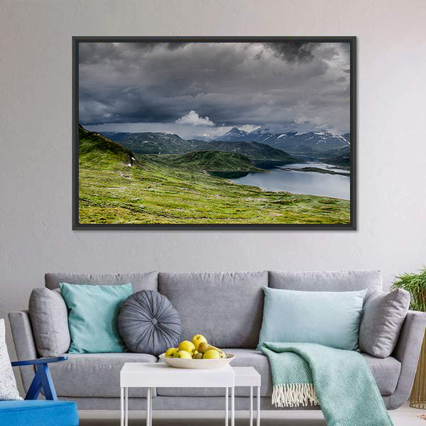 Calm Lake with Snow-capped Mountains Canvas Wall Art