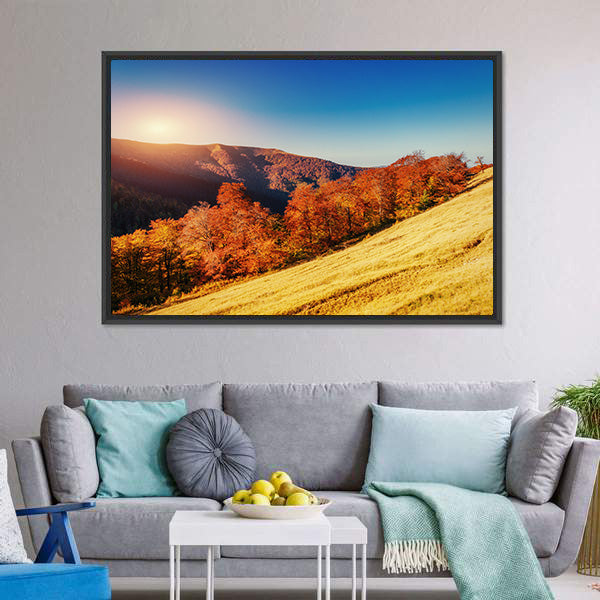 Forest Road In Autumn Canvas Wall Art-5 Horizontal-Gallery Wrap-22" x 12"-Tiaracle