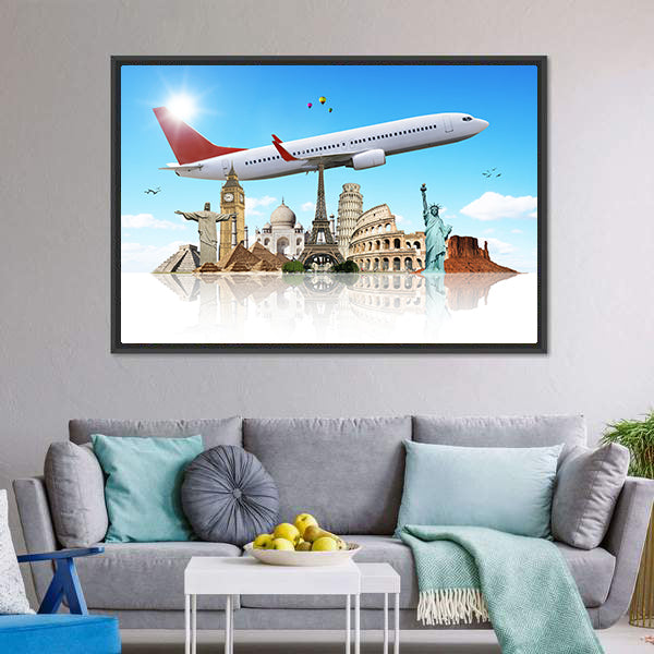 Famous Monuments Of The World Canvas Wall Art-5 Horizontal-Gallery Wrap-22" x 12"-Tiaracle