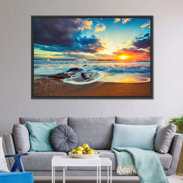 Cloudscape Over The Sea Canvas Wall Art-5 Horizontal-Gallery Wrap-22" x 12"-Tiaracle